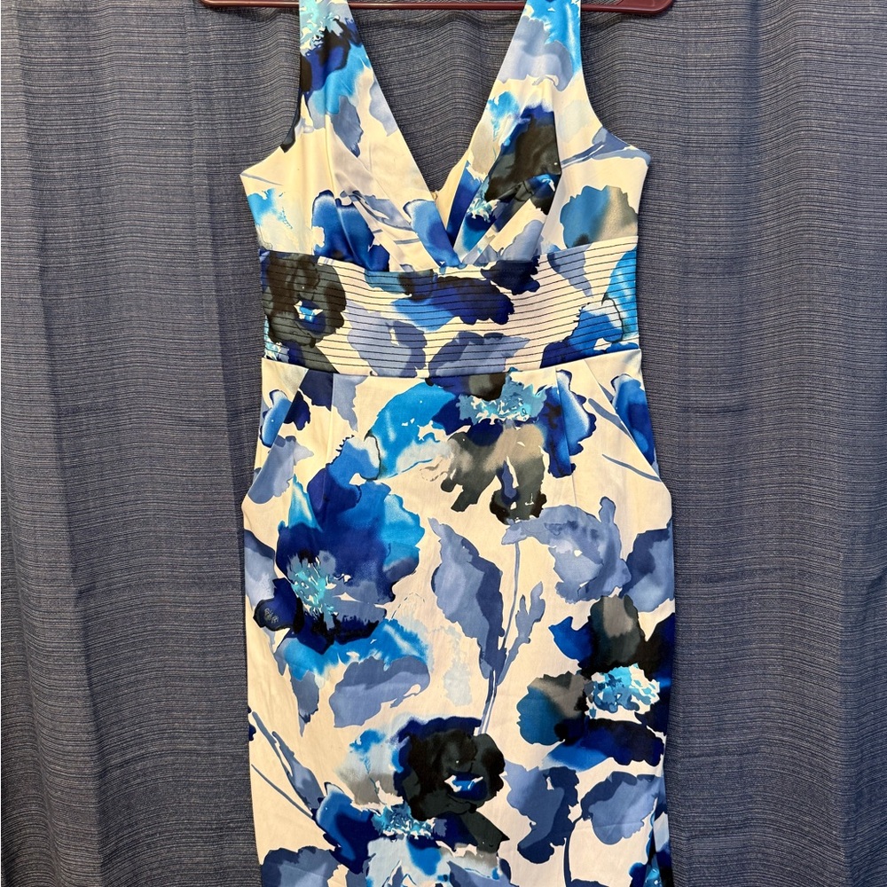 Floral Blue and White Dress